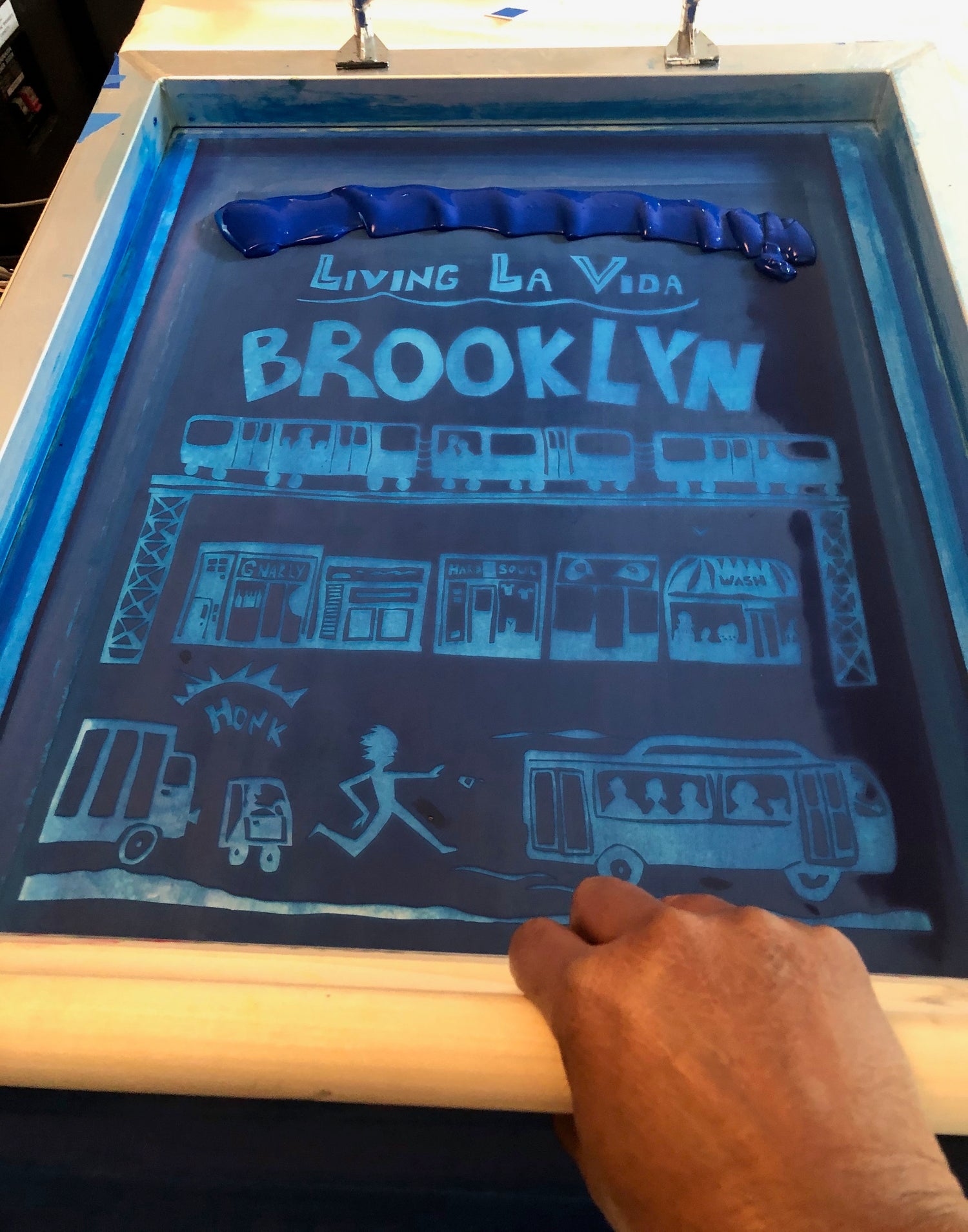 screen of Livin La Vida Brooklyn ready for printing
